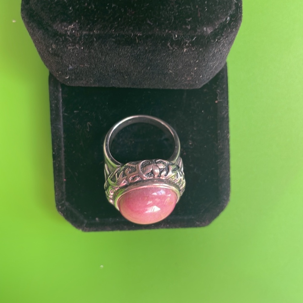 [Jean Lin] Sterling Silver and Pink Rhodonite Scroll-work Ring - Picture 4 of 9